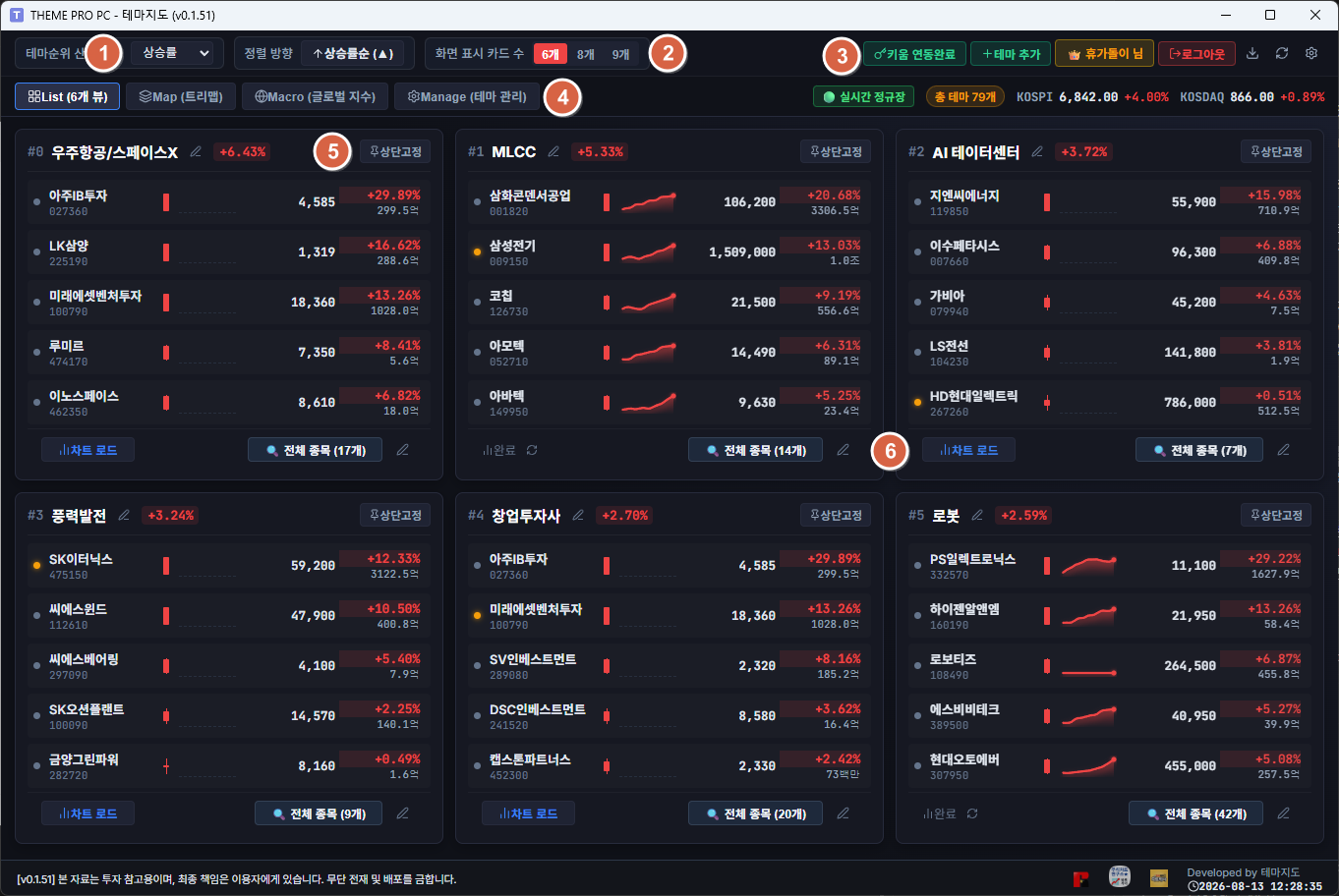 THEME PRO PC 메인 화면 스크린샷