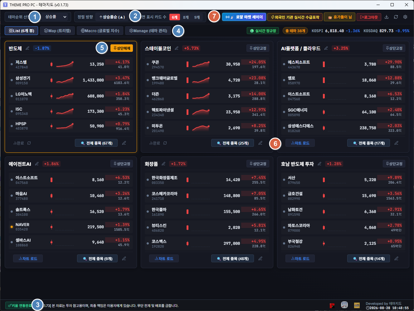 테마지도 메인 화면 스크린샷
